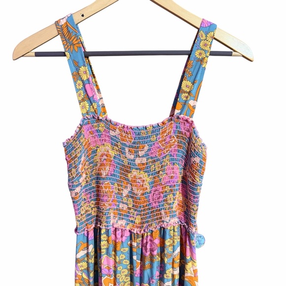 Natural Life Floral Wide-Leg Jumpsuit with Smocked Bodice Boho Vibes Size Medium - Picture 7 of 9